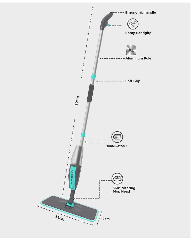 Esfregão Spray Mop Microfibra Reservatório Telescópico