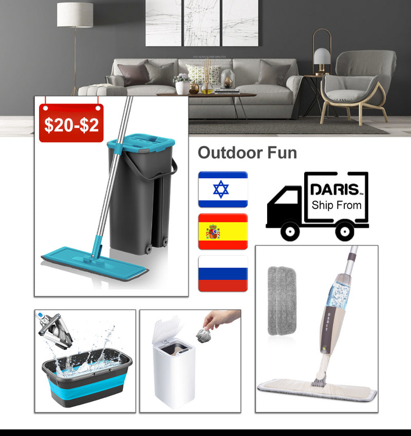Esfregão Spray Mop Microfibra Reservatório Telescópico