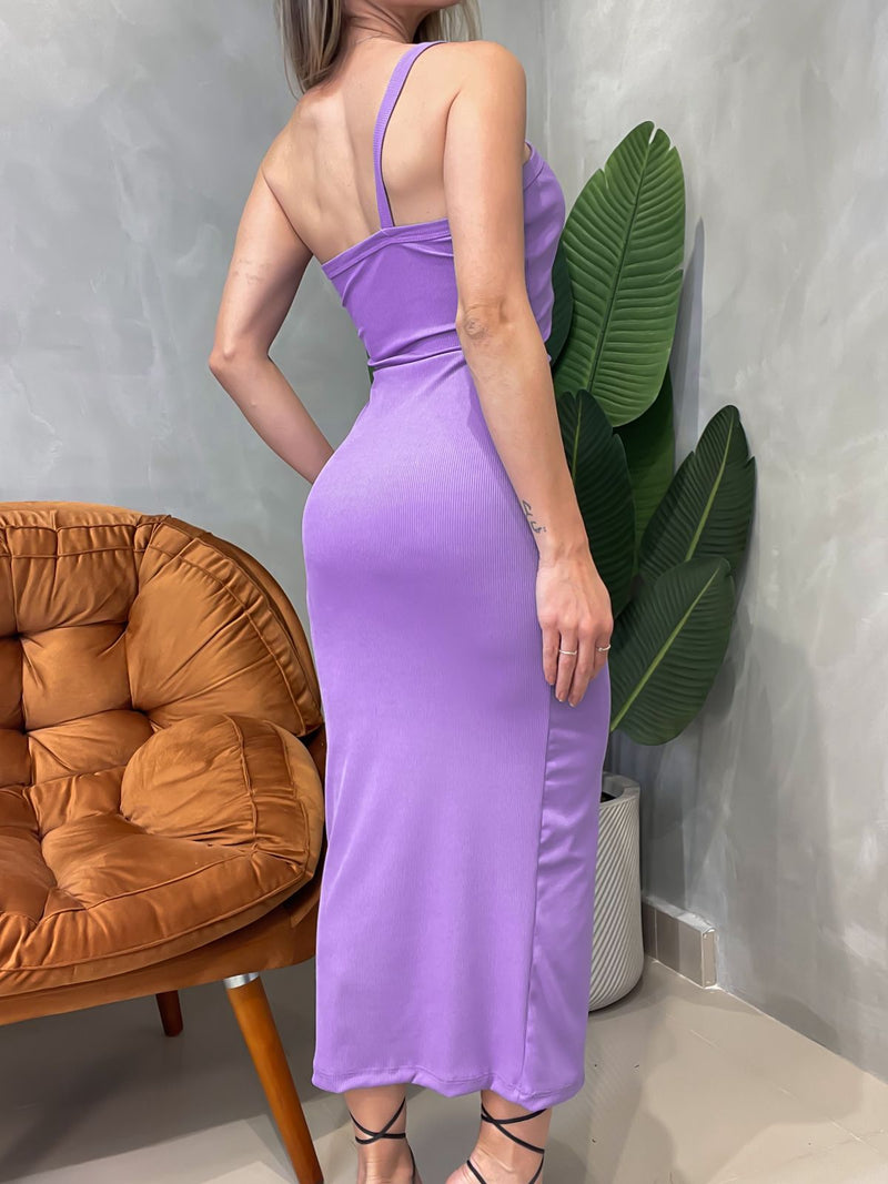 Vestido Midi em Ribana Alça Única&nbsp;